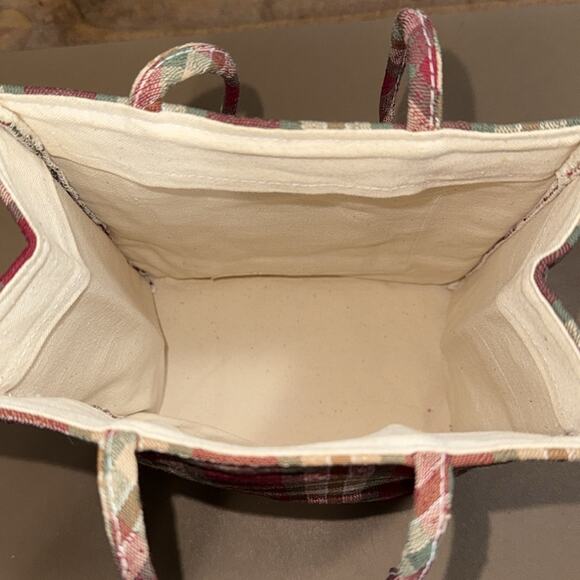 Longaberger Homestead Plaid Apple Basket Small Tote lunch Bag with front pocket - Picture 10 of 11